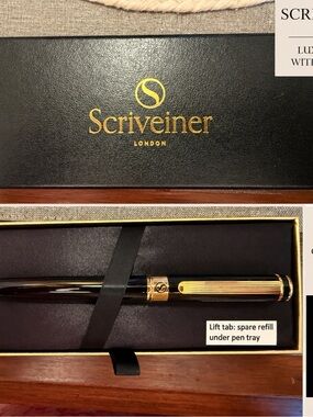 Scriveiner London Pen Black & Gold Ball point Pen